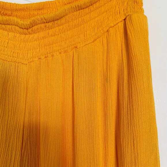Forever 21 Golden Yellow Flowy High Waisted Linen Pants (Swim Coverup Bottoms) L - Picture 6 of 7